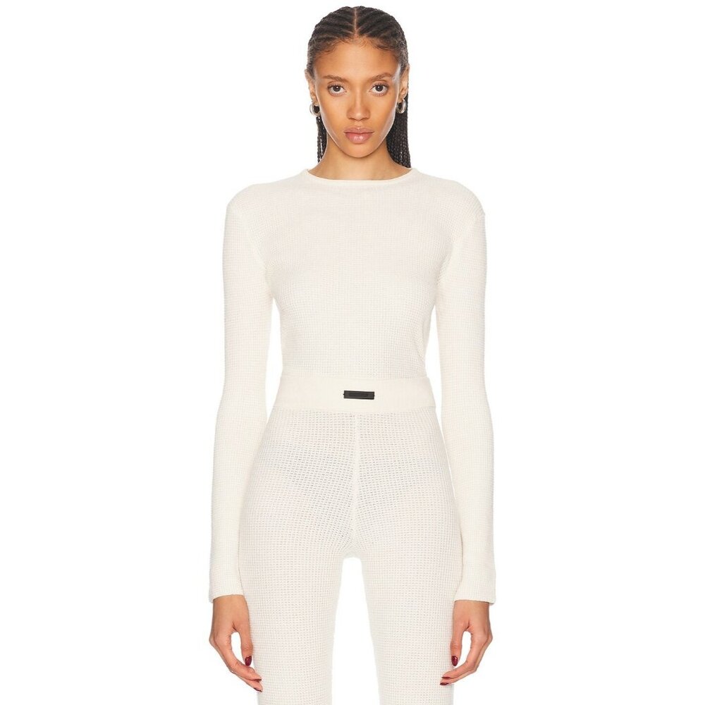 Fear of God ESSENTIALS Waffle Fitted Long Sleeve in Shell